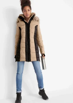 wasserabweisender Outdoor-Kurzmantel mit Fellimitat