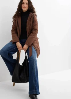 Wasserabweisender Outdoor-Kurzmantel mit Gürtel, Leo-Futter