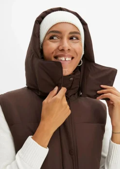 Wattierte Steppweste mit abnehmbarer Kapuze