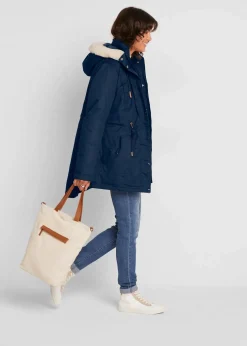 Wattierter Parka mit Fellimitat-Besatz