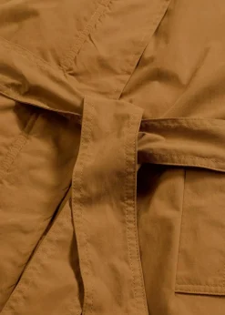 Wattierter Trenchcoat mit abnehmbaren Fellkragen