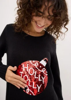 Weihnachtspullover mit Wendepailletten