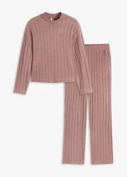 Weit geschnittener Loungewear Hausanzug aus weicher Rippe