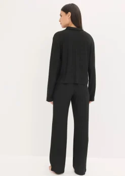 Weit geschnittener Loungewear Hausanzug aus weicher Rippe