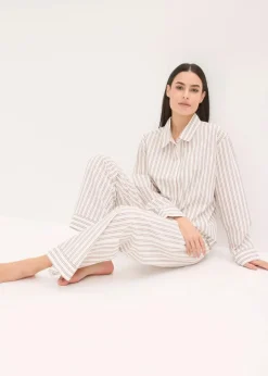 Weit geschnittener Loungewear Hausanzug aus gewebter Baumwolle