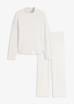 Weit geschnittener Loungewear Hausanzug aus weicher Rippe