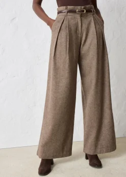 Weite Bundfaltenhose mit weichem Wollanteil