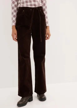 Weite Cordhose mit Bindegürtel