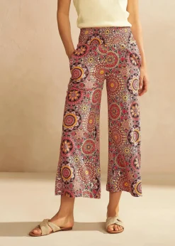 Weite Jersey-Culotte mit breitem Smockbund, 7/8-Länge