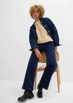 Weite Stretch-Cordhose, High-Waist