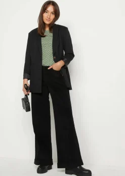 Weite Stretch-Cordhose, High-Waist