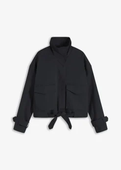 Weite Twill-Jacke mit aufgesetzten Taschen