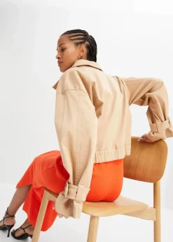 Weite Twill-Jacke mit aufgesetzten Taschen