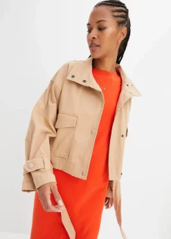 Weite Twill-Jacke mit aufgesetzten Taschen