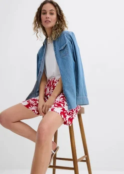 Weite Viskose Shorts mit High-Waist-Bequembund