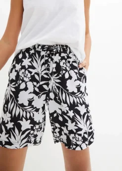 Weite Viskose Shorts mit High-Waist-Bequembund