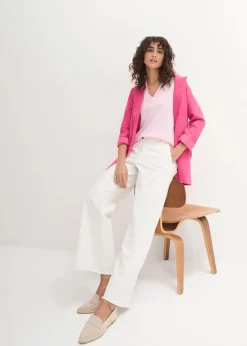 Weites Long-Shirt mit V-Ausschnitt, Kurzarm (5er Pack)