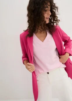 Weites Long-Shirt mit V-Ausschnitt, Kurzarm (5er Pack)