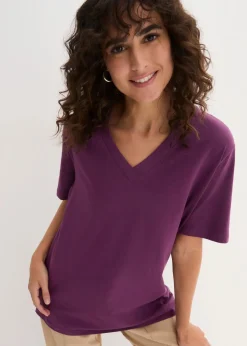 Weites Long-Shirt mit V-Ausschnitt, Kurzarm (5er Pack)