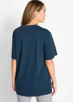 Weites Long-Shirt mit V-Ausschnitt, Kurzarm (5er Pack)