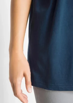 Weites Long-Shirt mit V-Ausschnitt, Kurzarm (5er Pack)