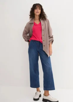 Weites Long-Shirt mit V-Ausschnitt, Kurzarm (5er Pack)