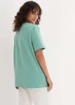 Weites Long-Shirt mit V-Ausschnitt, Kurzarm (5er Pack)