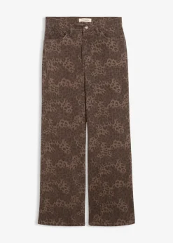 Wide Leg Twillhose mit Leodruck