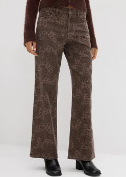 Wide Leg Twillhose mit Leodruck