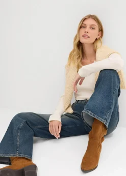 Wide-Leg-Jeans, High Waist