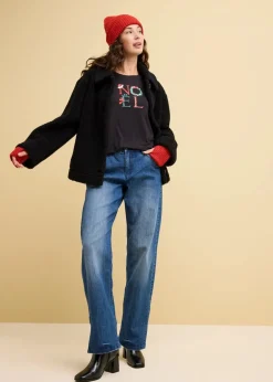 Wide-Leg-Jeans High Waist, Bequembund