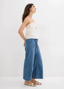 Wide-Leg-Jeans High Waist, Bequembund cropped