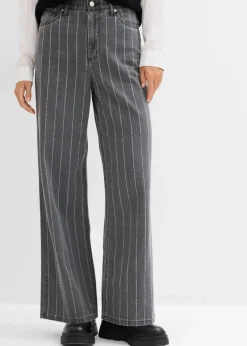 Wide-Leg-Jeans High Waist mit Destroyed Effekten