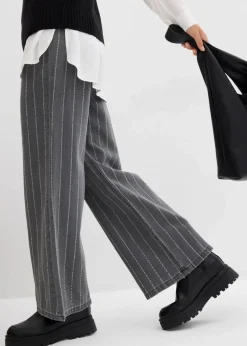 Wide-Leg-Jeans High Waist mit Destroyed Effekten