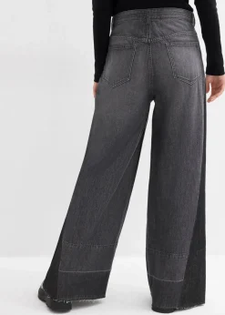 Wide-Leg-Jeans High Waist mit Einsatz