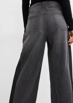 Wide-Leg-Jeans High Waist mit Einsatz