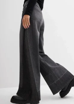 Wide-Leg-Jeans High Waist mit Einsatz