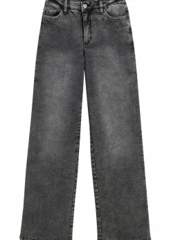 Wide-Leg-Jeans, High Waist mit Nietenbesatz