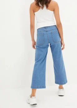 Wide-Leg-Jeans, Mid Waist, cropped