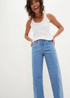 Wide-Leg-Jeans, Mid Waist, cropped