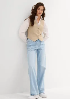 Wide-Leg-Jeans, Mid Waist, Gürtel