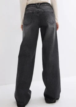 Wide-Leg-Jeans, Mid Waist, Low Stretch Full Length