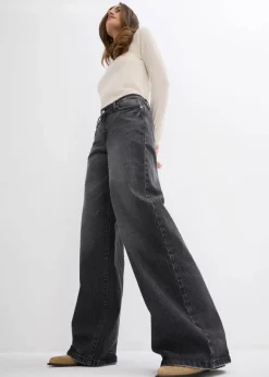Wide-Leg-Jeans, Mid Waist, Low Stretch Full Length