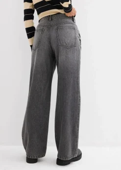 Wide-Leg-Jeans Mid Waist, Low Stretch