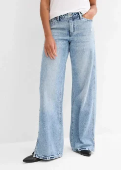Wide-Leg-Jeans Mid Waist, Low Stretch