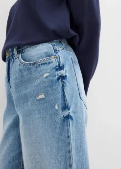 Wide-Leg-Jeans Mid Waist, Low Stretch