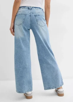 Wide-Leg-Jeans, Mid Waist, Low Stretch Full Length