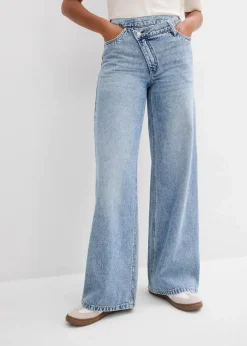 Wide-Leg-Jeans Mid Waist, Low Stretch