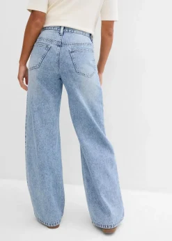 Wide-Leg-Jeans Mid Waist, Low Stretch