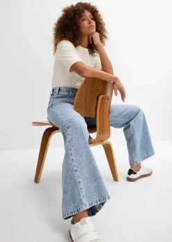 Wide-Leg-Jeans Mid Waist, Low Stretch